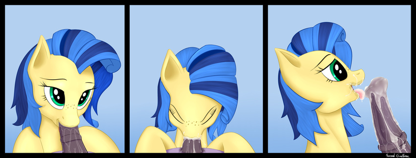 2014 blue_hair cum cum_in_mouth cum_inside equine female feral formal_gentleman freckles hair hooves horse male mammal milky_way_(character) original_character pony saliva saliva_string straight tongue tongue_out two_tone_hair