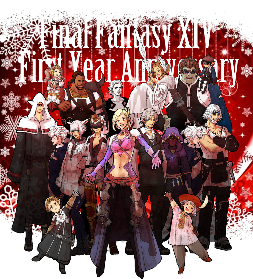 6+girls alisaie_leveilleur alphinaud_leveilleur animal_ears armor au_ra biggs_(ff14) blonde_hair brown_hair cat_ears choker cid_nan_garlond elezen elf everyone final_fantasy final_fantasy_xiv fingerless_gloves gloves goggles goggles_on_head greaves hair_ornament hair_up hat helmet highres hood hyur kan-e-senna lalafell linco_sakano merlwyb_bloefhiswyn minfilia_warde miqo'te multiple_boys multiple_girls nanamo_ul_namo papalymo_totolymo pointy_ears raubahn_aldynn robe roegadyn staff tataru_taru thancred_waters urianger_augurelt wedge_(ff14) white_hair y'shtola_rhul yda_hext yugiri_mistwalker