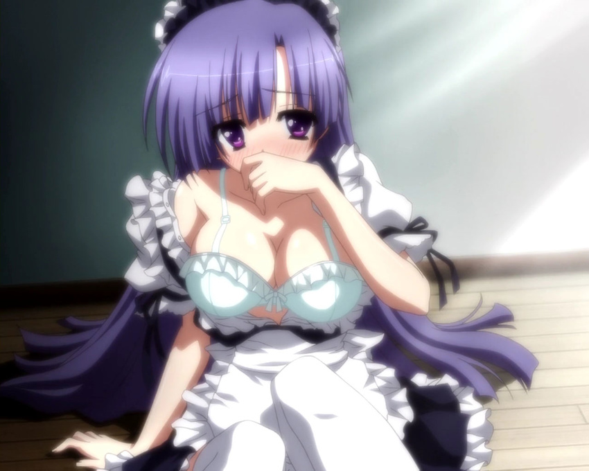 blue_hair bra hoshizora_e_kakaru_hashi koumoto_madoka maid screencap underwear