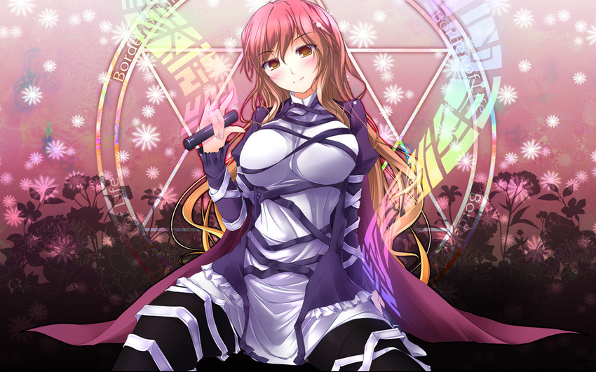 bad_id bad_pixiv_id blush breasts cape dress gisyo gradient_hair hexagram hijiri_byakuren huge_breasts long_hair magic_circle multicolored_hair pantyhose revision scroll solo sorcerer's_sutra_scroll touhou wallpaper yellow_eyes