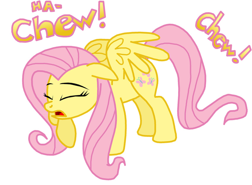 2014 equine female feral fluttershy_(mlp) friendship_is_magic horse mammal masterxtreme my_little_pony pegasus sneeze solo wings