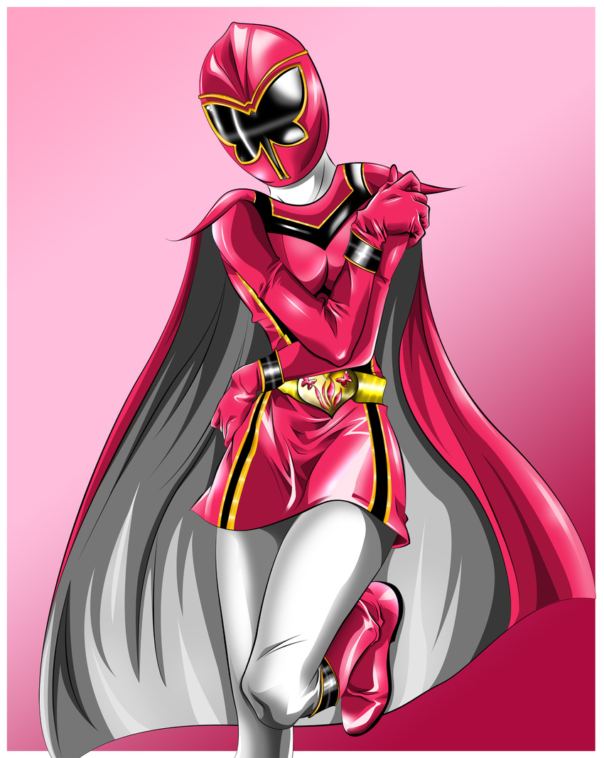 breasts cape highres legs magipink mahou_sentai_magiranger ozu_houka pose posing queen_vegeta_69 super_sentai