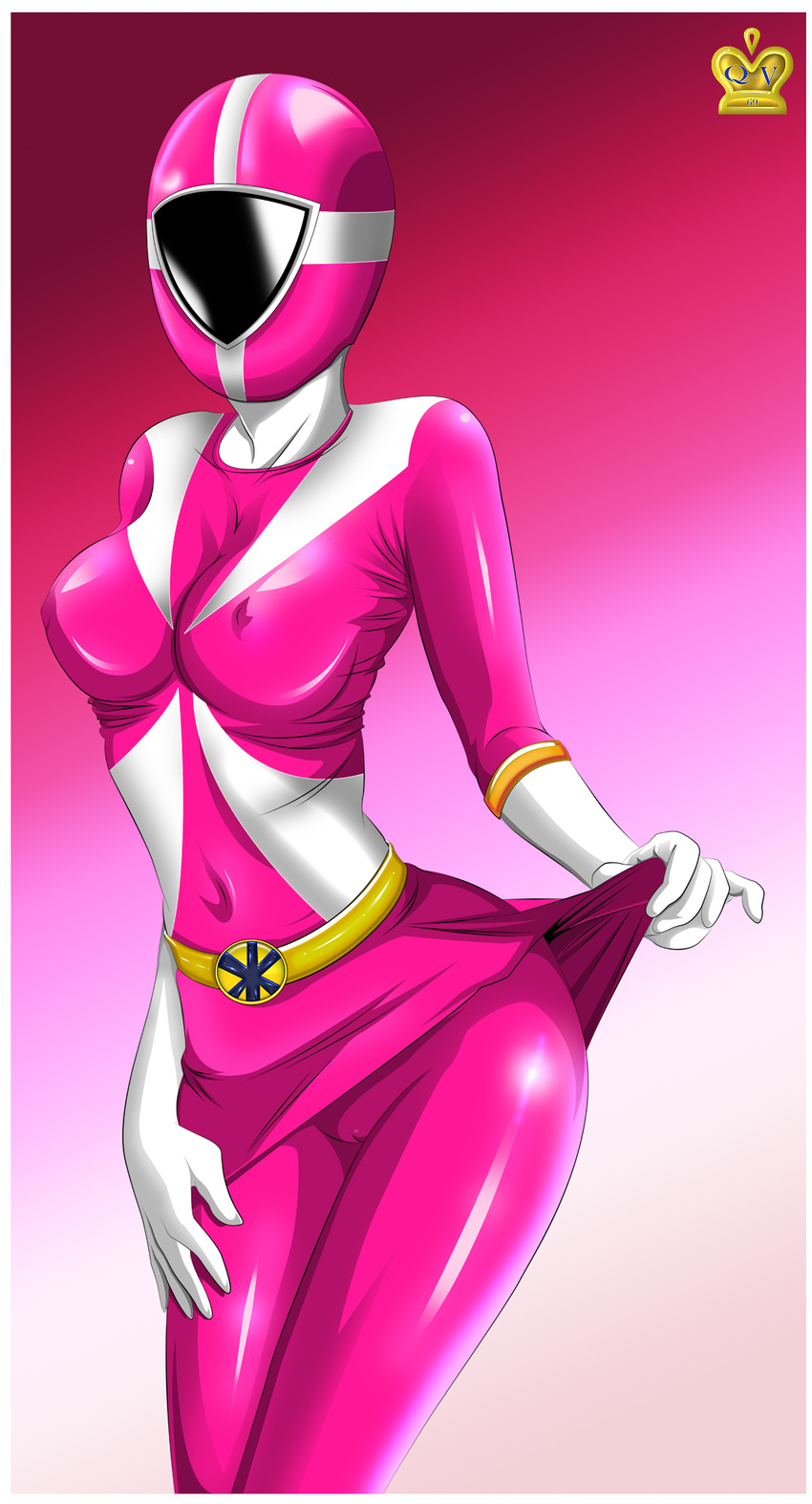 breasts erect_nipples gopink kyuukyuu_sentai_gogofive large_breasts legs matsuri_tatsumi pose posing queen_vegeta_69 skirt super_sentai