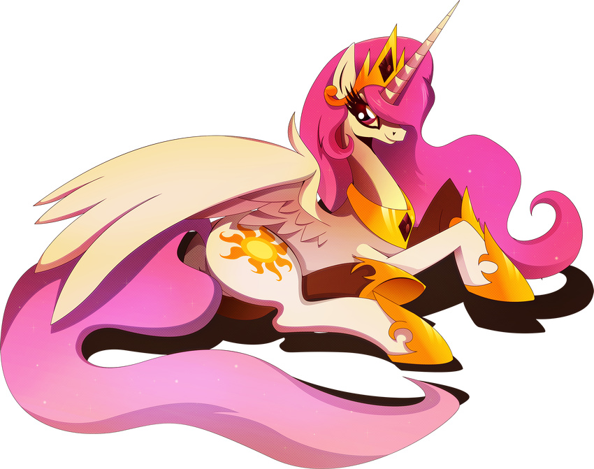 2014 alpha_channel crown equine female friendship_is_magic gold hair horn kaying mammal my_little_pony necklace pink_hair plain_background princess_celestia_(mlp) princess_molestia_(mlp) purple_eyes rariedash solo transparent_background winged_unicorn wings