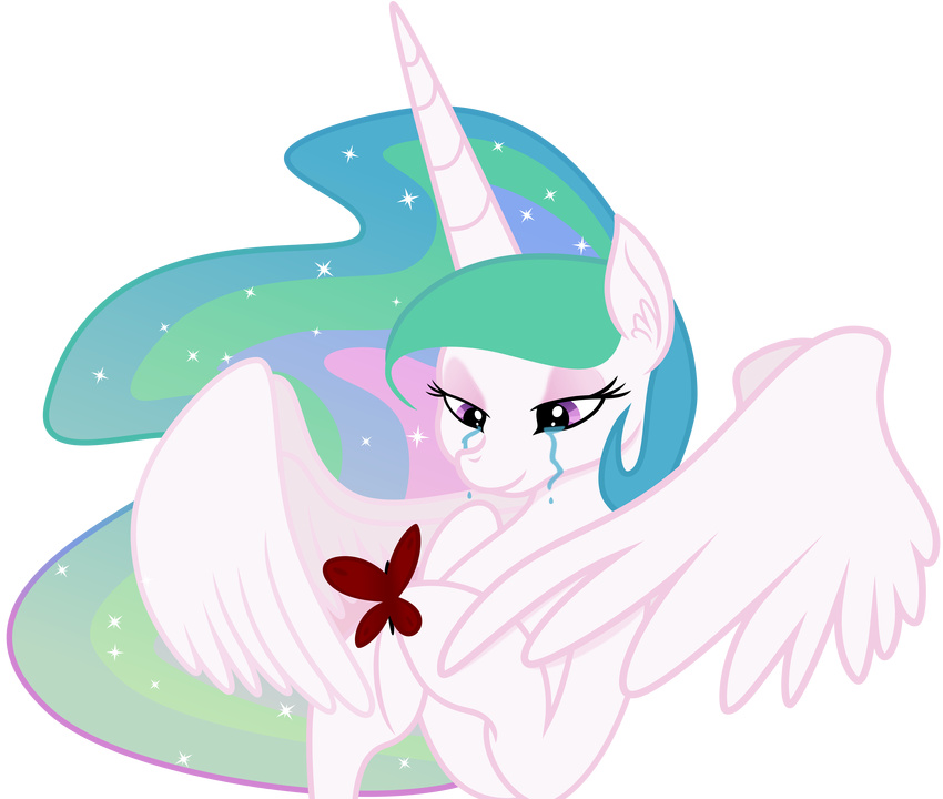 2014 absurd_res alpha_channel equine female feral friendship_is_magic hi_res horn horse mammal my_little_pony princess_celestia_(mlp) smile solo tears virande winged_unicorn wings