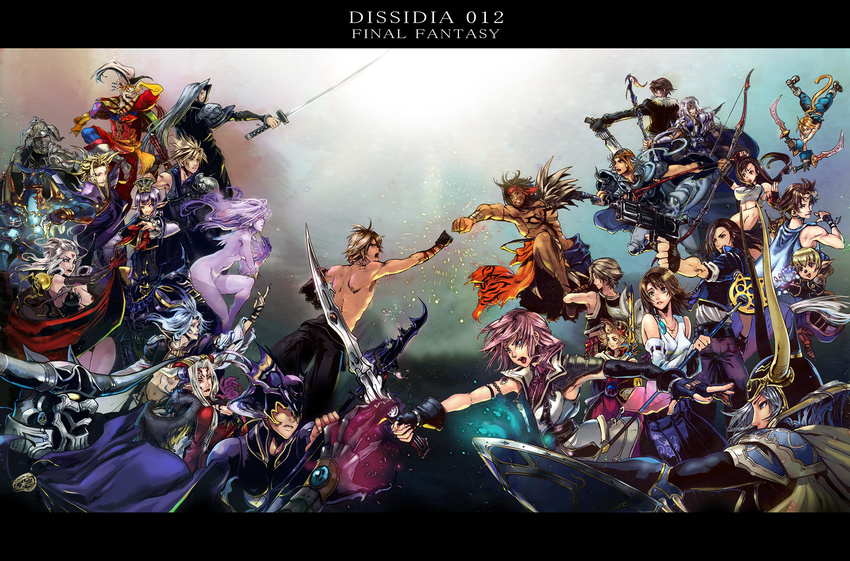 6+boys 6+girls armor battle bow_(weapon) butz_klauser cain_highwind cecil_harvey cefca_palazzo cloud_of_darkness cloud_strife dissidia_012_final_fantasy dissidia_final_fantasy dual_wielding emperor_(ff2) everyone exdeath final_fantasy final_fantasy_i final_fantasy_ii final_fantasy_iii final_fantasy_iv final_fantasy_ix final_fantasy_v final_fantasy_vi final_fantasy_vii final_fantasy_viii final_fantasy_x final_fantasy_xi final_fantasy_xii final_fantasy_xiii frioniel golbeza gun gunblade helmet horned_helmet jecht kuja laguna_loire lightning_farron multiple_boys multiple_girls onion_knight prishe sephiroth shantotto shield squall_leonhart staff sword tidus tifa_lockhart tina_branford trance_tina_branford ultimecia vaan warrior_of_light weapon weapons yuna zidane_tribal