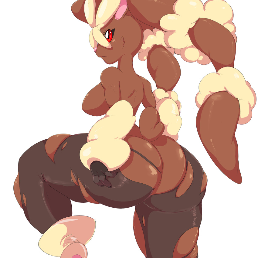 animal_ears anthro ass back back_turned big_butt black_sclera breasts butt butt_crack eric_lowery female fur furry highres huge_ass huge_butt large_breasts lopunny mega_evolution mega_lopunny mega_pokemon nintendo no_bra no_humans pok&eacute;mon pokemon red_eyes sideboob solo sssonic2 thick_thighs thighhighs thighs topless torn_thighhighs video_games wide_hips ylwkirby