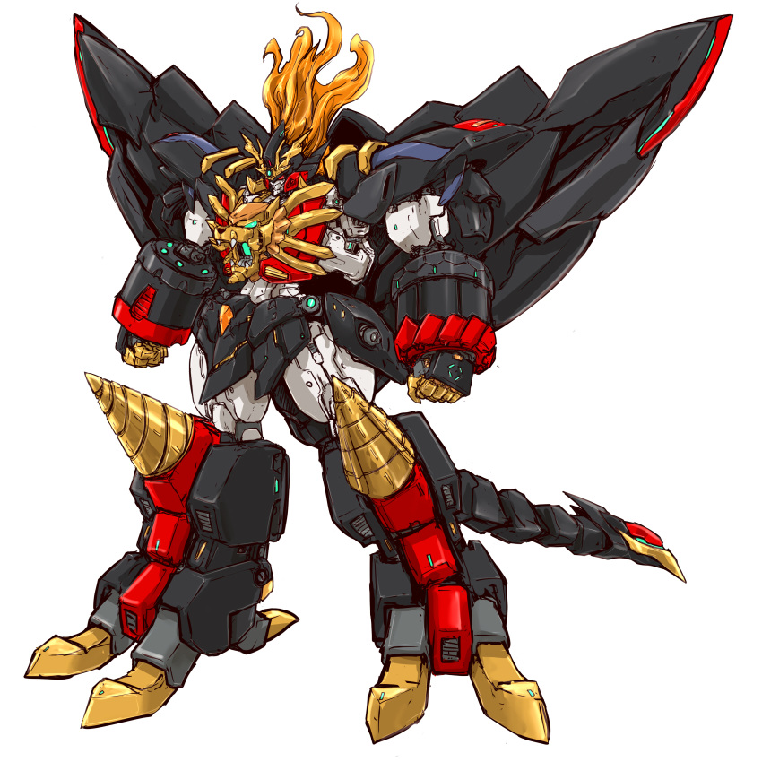 full_body gaogaigar genesic_gaogaigar highres ledjoker07 mecha no_humans solo white_background yuusha_ou_gaogaigar yuusha_ou_gaogaigar_final yuusha_series