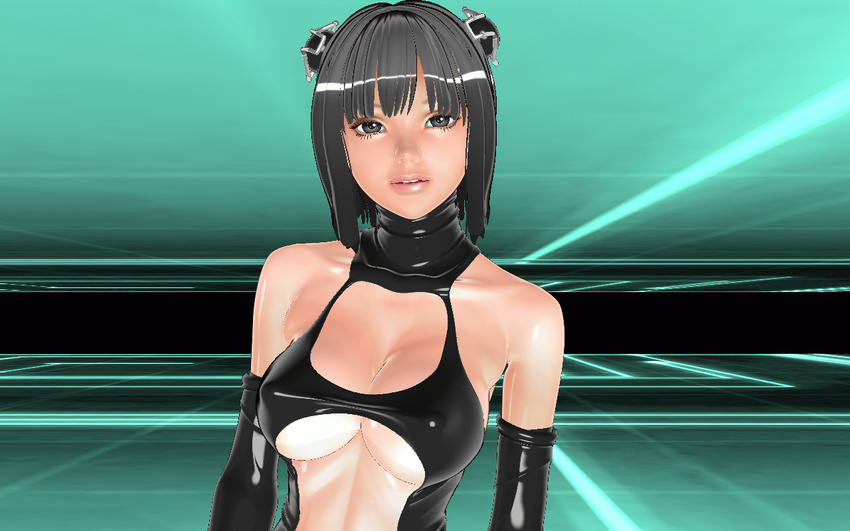 3d animated animated_gif bikini bikini_aside black_hair bouncing_breasts breasts copyright_request dance dancing gloves large_breasts latex latex_gloves stargate3d swimsuit