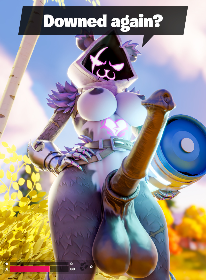 3d_(artwork) :3 abs absurd_res ambiguous_gender animal_genitalia animal_penis anthro athletic balls bear belt big_balls big_breasts big_penis breasts chug_jug clothing digital_media_(artwork) duo epic_games equine_genitalia equine_penis first_person_view fortnite fur genitals gynomorph handwear hi_res intersex looking_at_viewer looking_down looking_down_at_viewer mammal muscular penis purple_body purple_clothing purple_eyes purple_fur raven_team_leader reaching reaching_out sheath solo speech_bubble text thick_thighs watermark wide_hips zushou