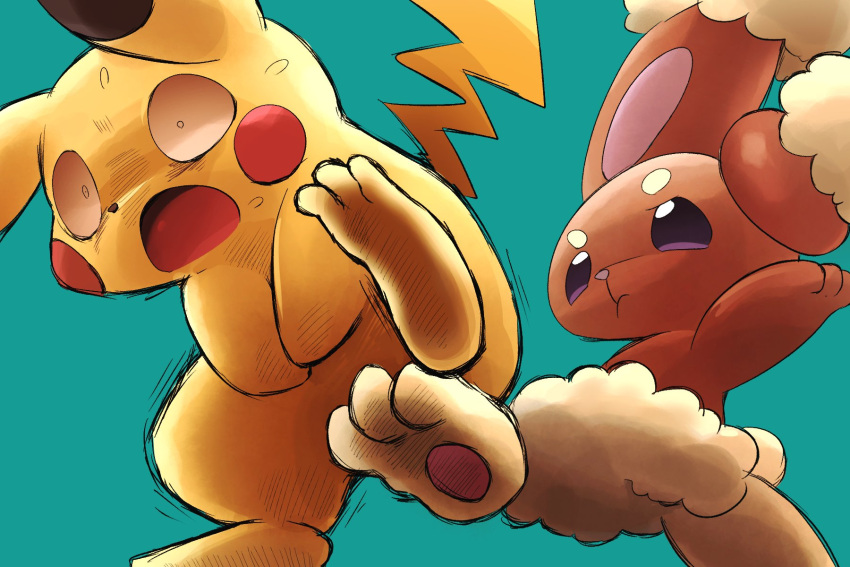 3_toes ambiguous_gender big_eyes brown_body buneary crotch_shot duo feet game_freak generation_1_pokemon generation_4_pokemon get_it_go hi_res long_ears nintendo open_mouth pain paws pikachu pokemon pokemon_(species) red_cheeks simple_background tail toes violence yellow_body
