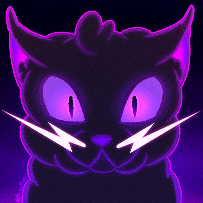 absurd_res angry angry_eyes electricity felid feline feral frizzmake hi_res male mammal purple_eyes solo