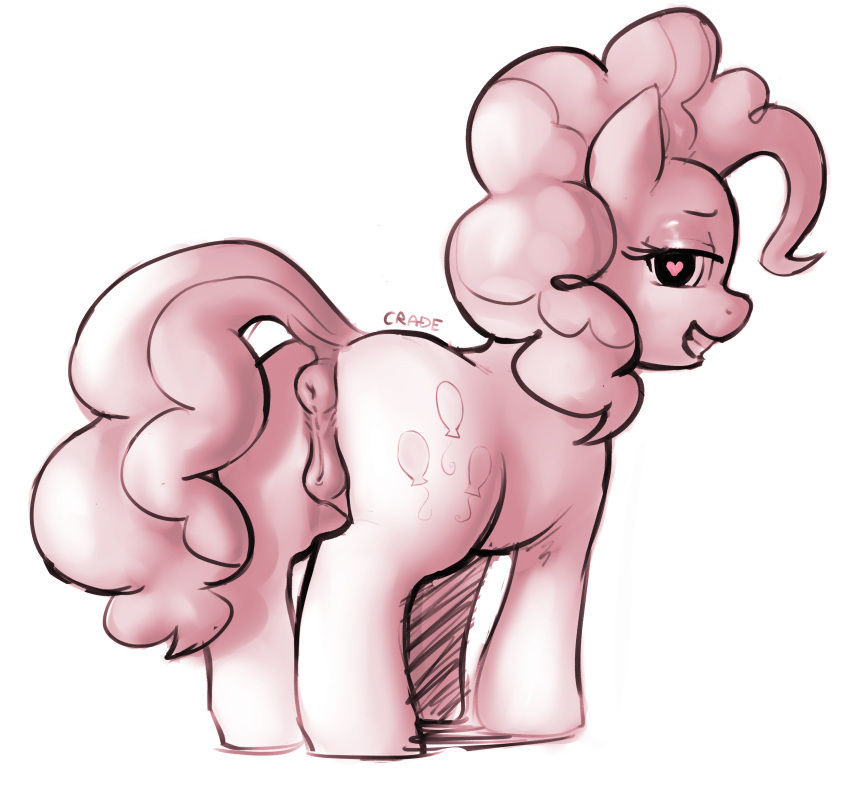 &lt;3 &lt;3_eyes absurd_res anatomically_correct anatomically_correct_anus anatomically_correct_genitalia anatomically_correct_pussy animal_genitalia animal_pussy anus crade cutie_mark earth_pony equid equine equine_anus equine_genitalia equine_pussy female feral friendship_is_magic genitals hair hasbro hi_res horse looking_at_viewer looking_back mammal mane my_little_pony pink_body pink_hair pink_mane pink_tail pinkie_pie_(mlp) pony pussy smile smiling_at_viewer solo tail tail_aside