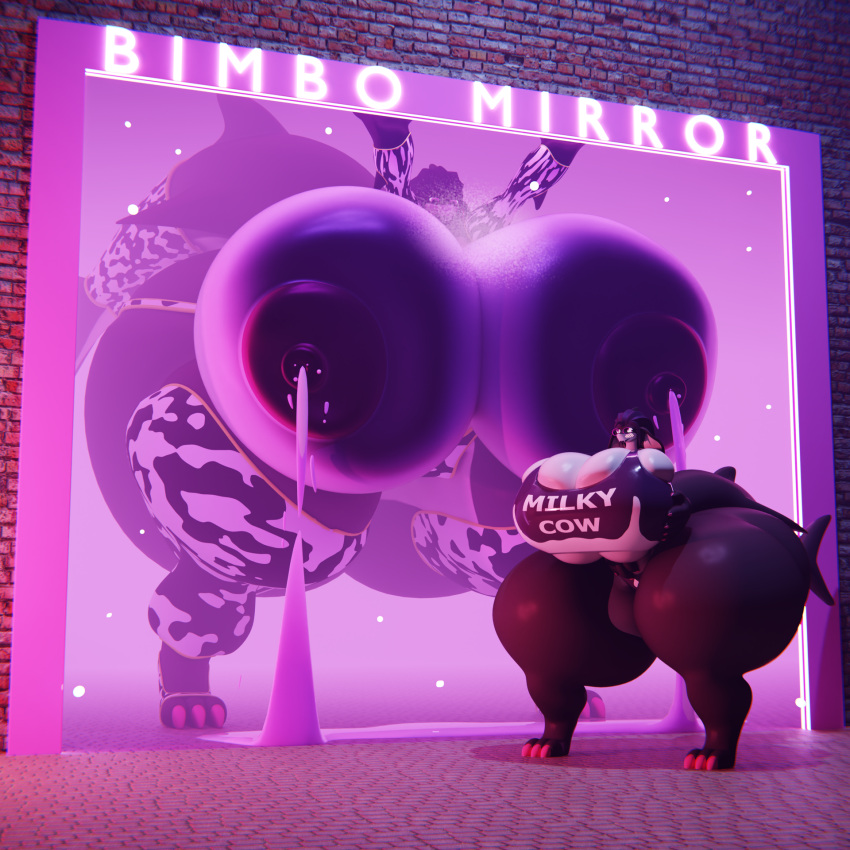 3d_(artwork) against_surface animal_print anthro areola big_breasts big_butt bimbofication blender_(software) blush bovid bovine breast_squish breasts breasts_on_glass brick_wall butt claws clothing cow_print darkdraketom digital_media_(artwork) dripping duo female fish hand_on_breast hi_res huge_breasts huge_butt hyper hyper_breasts hyper_butt leaking looking_at_self looming magic mammal marine milk mirror on_glass pavement shark size_difference size_transformation squish swimwear text text_on_clothing transformation wall_(structure)