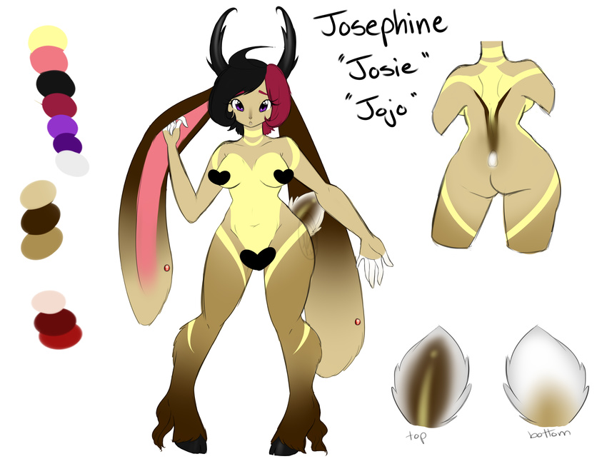 anthro censored fan_character female hybrid jackalope jojo josephine josie lagomorph mammal model_sheet noodlefreak88 rabbit solo