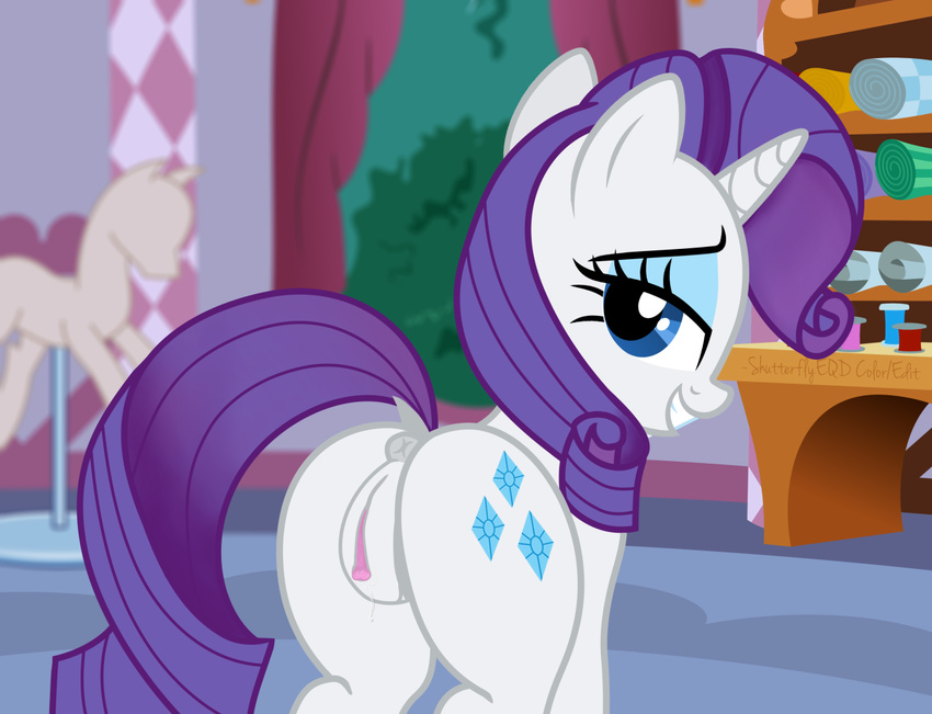 2015 anus butt clitoris equine female feral friendship_is_magic horn mammal my_little_pony pussy rarity_(mlp) shutterflyeqd solo unicorn