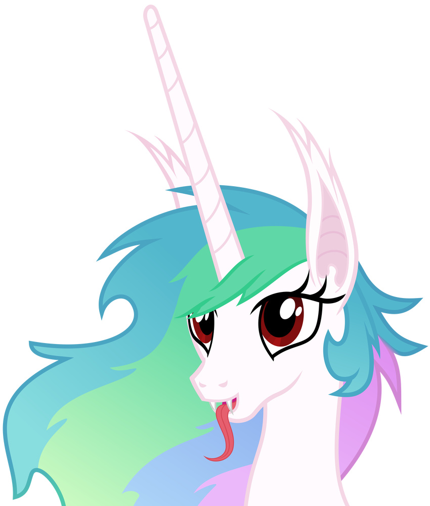 2015 absurd_res alpha_channel bat_pony bed_head equine female feral friendship_is_magic fur hair hi_res horn magister39 mammal multicolored_hair my_little_pony plain_background princess_celestia_(mlp) purple_eyes red_eyes solo transparent_background unicorn white_fur