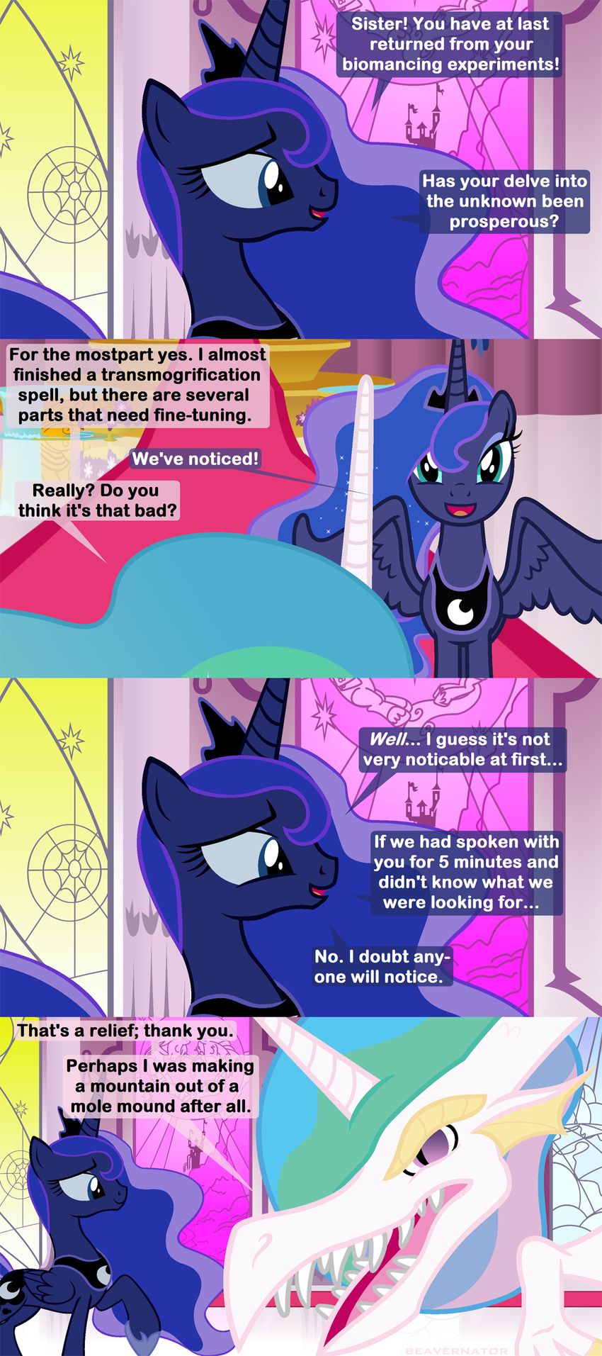 2015 beavernator cartoon comic dialogue dragon english_text equine female feral friendship_is_magic horn mammal my_little_pony princess_celestia_(mlp) princess_luna_(mlp) text winged_unicorn wings