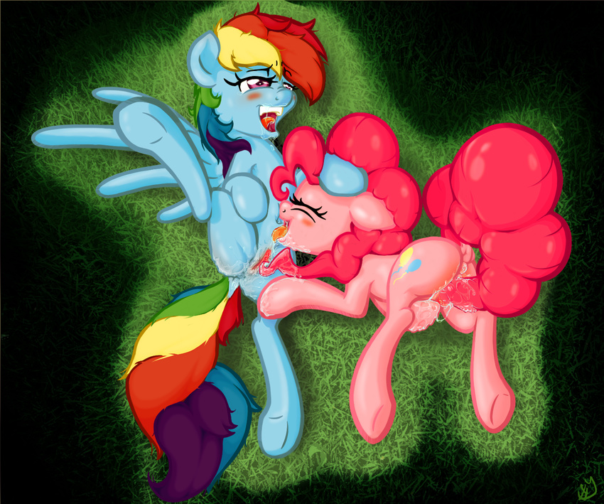 2015 anus blue_fur blush cunnilingus cutie_mark duo earth_pony equine eyes_closed female feral friendship_is_magic fur grass hair hooves horse lesbian mammal multicolored_hair my_little_pony open_mouth oral pegasus pink_fur pink_hair pinkie_pie_(mlp) pony pussy pussy_juice rainbow_dash_(mlp) rainbow_hair sex sharpy spread_legs spreading tongue vaginal wet wings