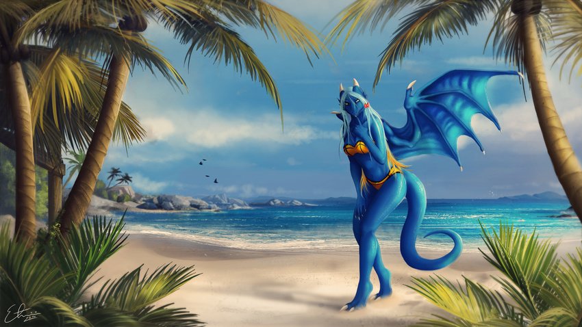 anthro beach bikini clothing dragon female pose seaside solo swimsuit tropic vampi