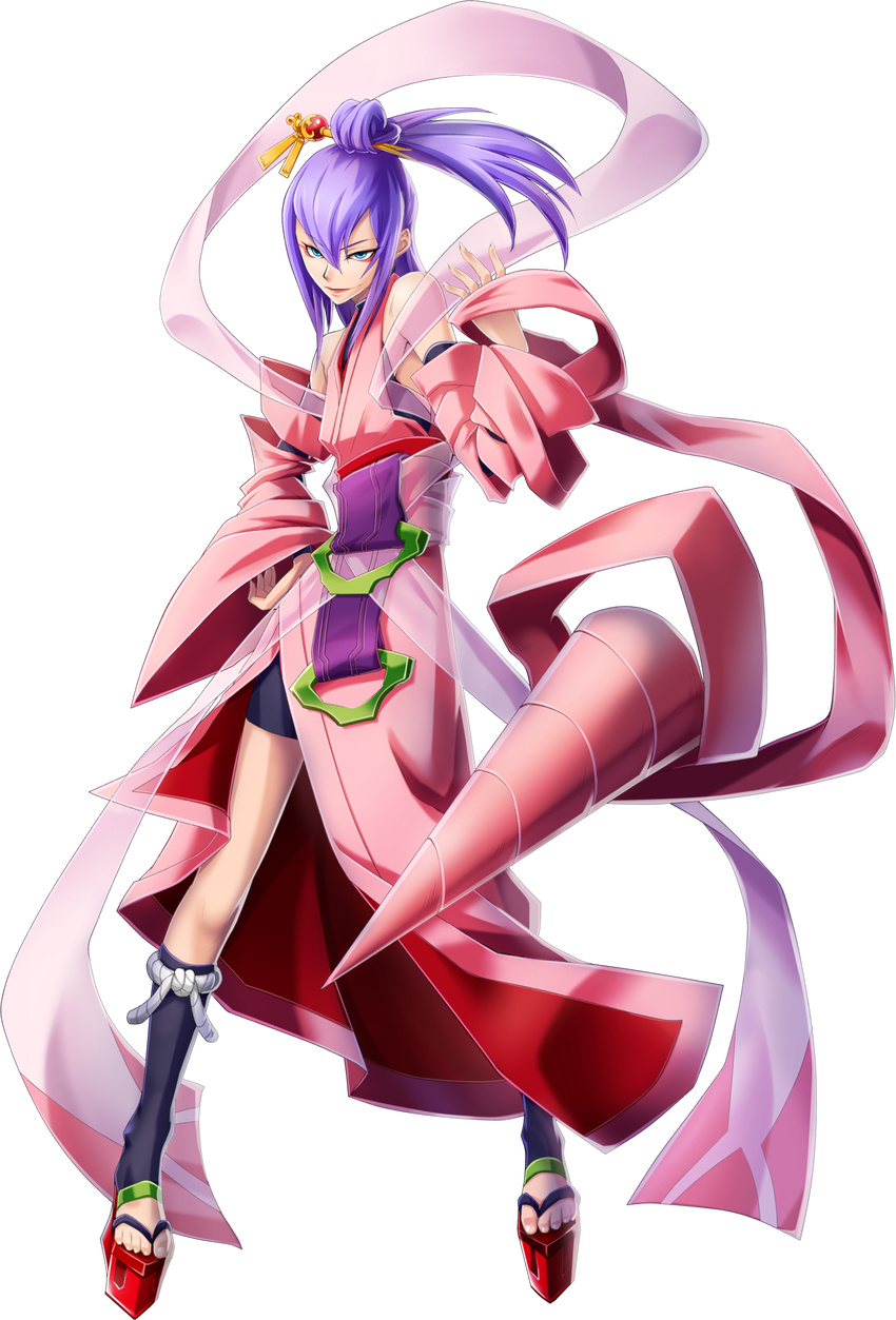 amane_nishiki artist_request blazblue blazblue:_chronophantasma full_body hair_ornament half_updo highres japanese_clothes male_focus official_art otoko_no_ko purple_hair solo transparent_background