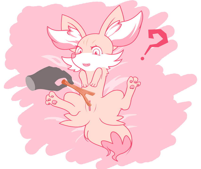 ? confusion disembodied_hand duo female fennekin feral fur kemono nintendo pok&eacute;mon pussy sd_(artist) solo_focus stick video_games yellow_fur