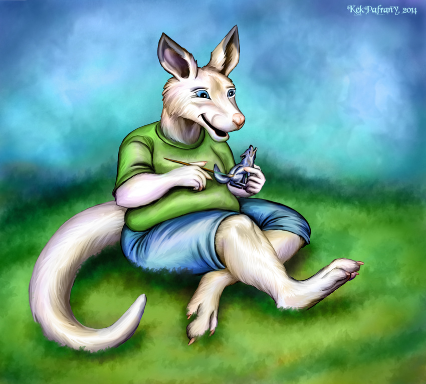 2014 brush digital_media_(artwork) grass kangaroo kekpafrany male mammal marsupial solo