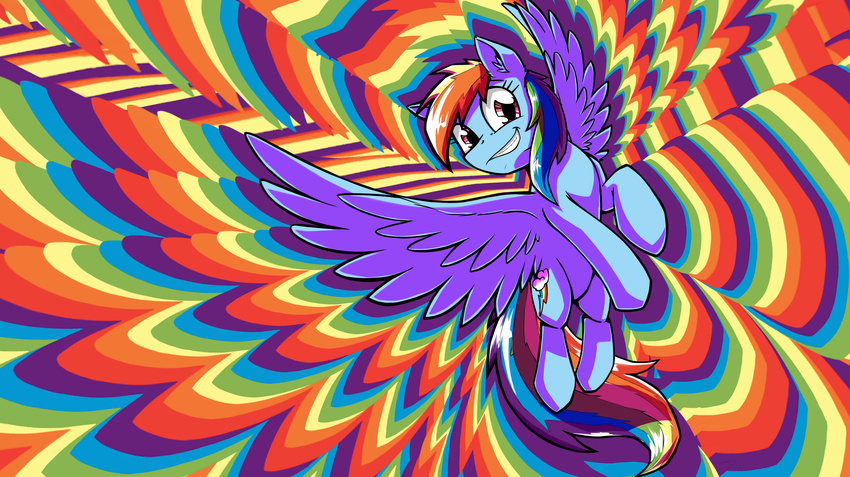 2015 cutie_mark equine female feral flying friendship_is_magic hair looking_at_viewer mammal multicolored_hair my_little_pony otakuap pegasus purple_hair rainbow rainbow_dash_(mlp) rainbow_hair smile solo wings