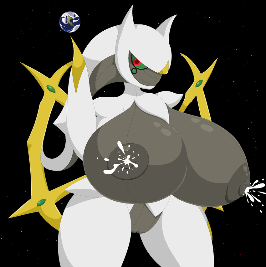 anthro anthrofied arceus big_breasts breast_expansion breasts earth elfdrago female giant huge_breasts hyper lactating legendary_pok&eacute;mon milk nintendo nipples planet pok&eacute;mon pok&eacute;morph solo space video_games voluptuous wide_hips