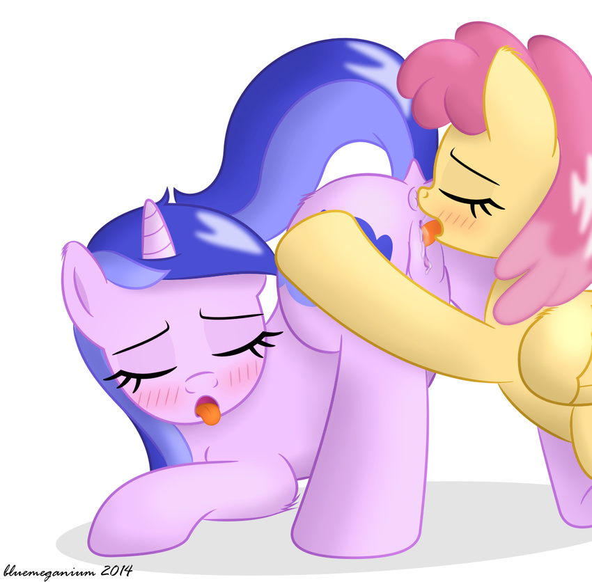 2014 anus bluemeganium blush butt digital_media_(artwork) dizzy_twister_(mlp) duo equine female feral friendship_is_magic hair horse lesbian long_hair mammal my_little_pony nude open_mouth oral pony pussy sea_swirl_(mlp) spreading