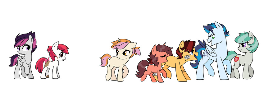 cutie_mark equine fan_character female fur group hair horn horse kilala97 male mammal my_little_pony pegasus plain_background pony two_tone_hair unicorn white_fur wings