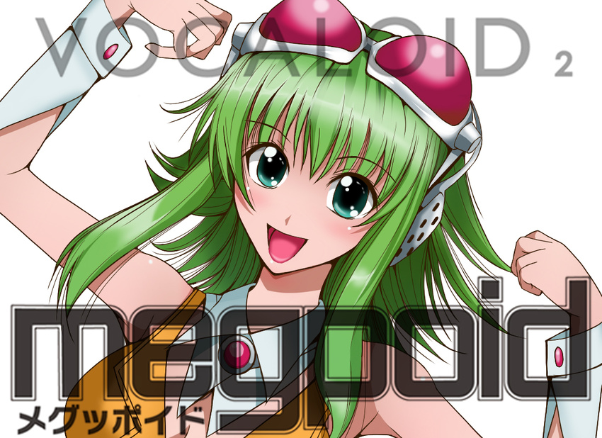 arms_up bad_id bad_pixiv_id green_hair gumi herin_(dark-angel) open_mouth solo vocaloid