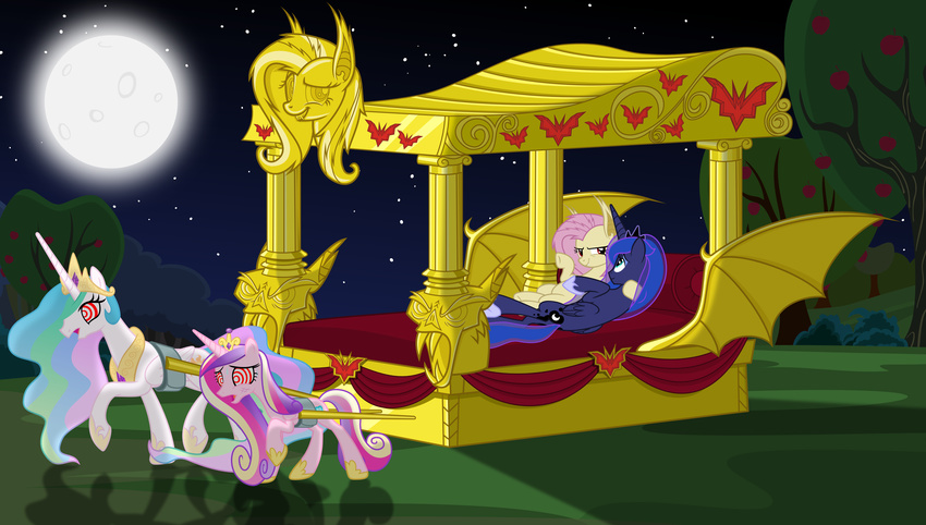 2014 absurd_res bat_pony cute equine female feral flutterbat_(mlp) fluttershy_(mlp) forced friendship_is_magic group hi_res horn horse hypnosis magister39 mammal mind_control my_little_pony princess_cadance_(mlp) princess_celestia_(mlp) princess_luna_(mlp) smile winged_unicorn wings