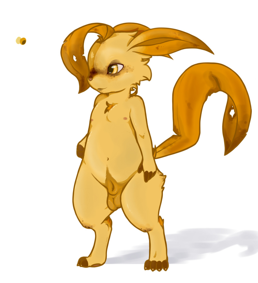 alternate_color anthro anthrofied balls coast_(artist) digitigrade eeveelution fan_character kuchiba-iro leafeon male nintendo nipples nude pok&eacute;mon sheath solo standing video_games