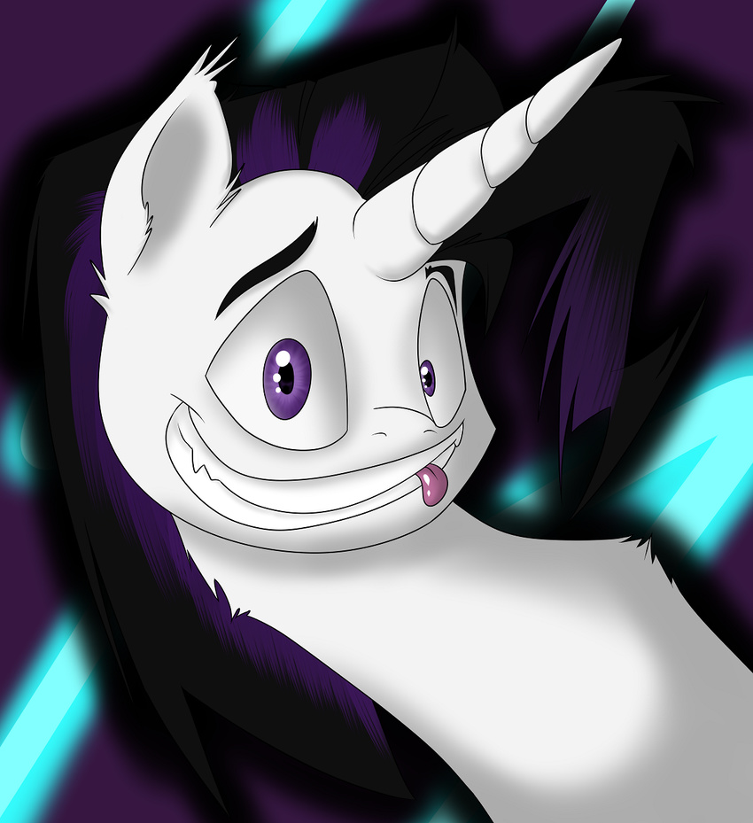 annonymouse black_hair eclipse_moonshard equine fan_character fangs female grin hair horn looking_at_viewer mammal my_little_pony purple_eyes purple_hair solo tongue unicorn