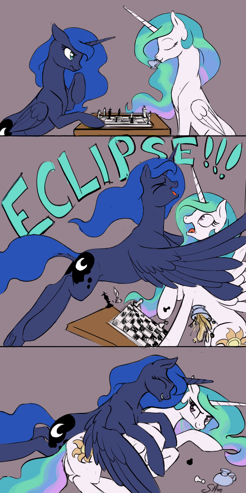 2015 chess equine female feral friendship_is_magic hug mammal my_little_pony princess_celestia_(mlp) princess_luna_(mlp) silfoe smile