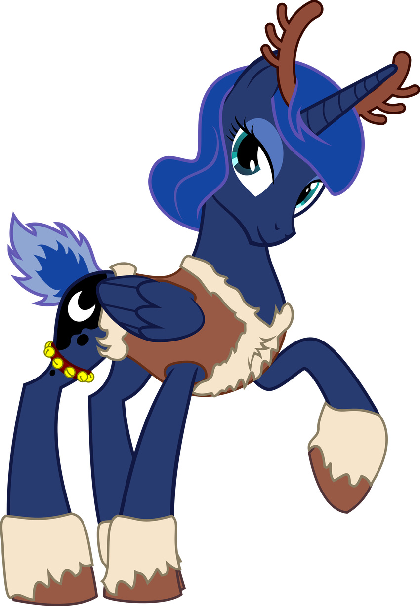 2014 absurd_res alpha_channel christmas equine female feral friendship_is_magic hi_res holidays horn horse looking_at_viewer mammal my_little_pony princess_luna_(mlp) smile up1ter winged_unicorn wings