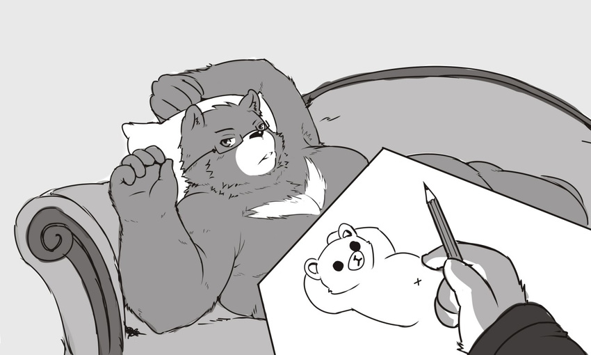bear drawing eyewear glasses male mammal pedobear pencil shinoda_hamazaki sketch