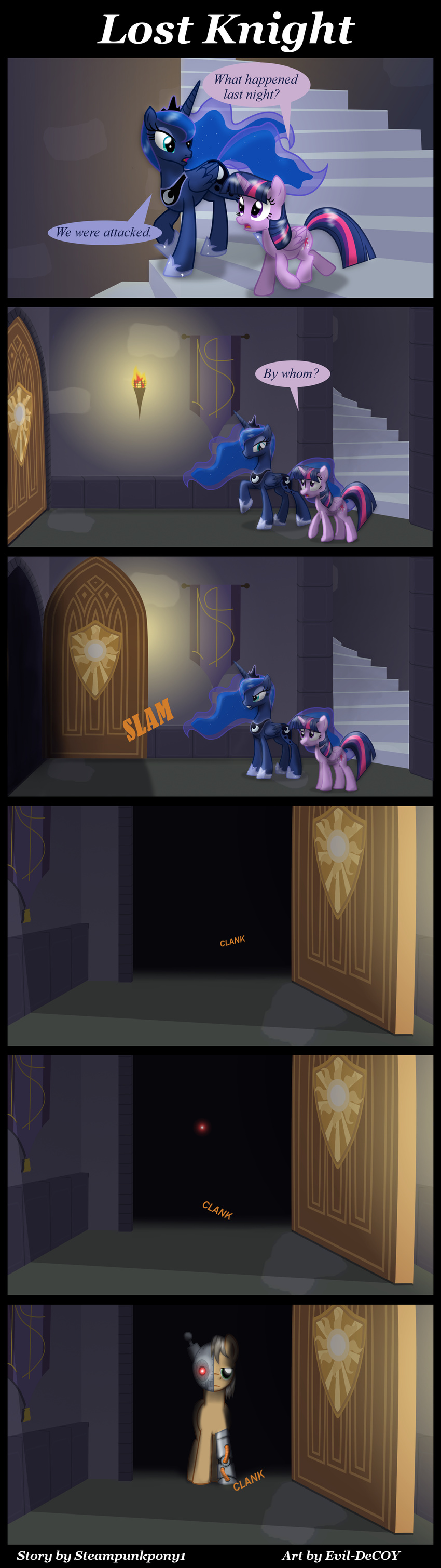 2014 comic cyborg dialogue earth_pony english_text equine evil-dec0y fan_character female feral friendship_is_magic horn horse male mammal my_little_pony pony princess_luna_(mlp) text twilight_sparkle_(mlp) winged_unicorn wings