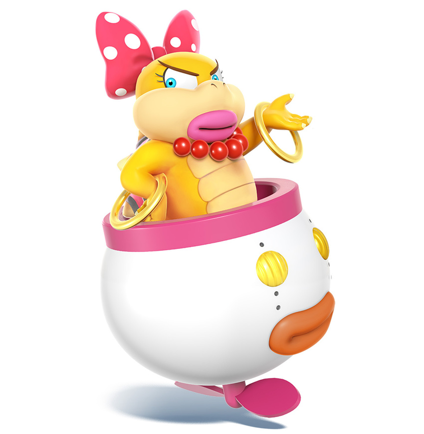 3d big_lips blue_eyes bow bracelet female jewelry koopalings lips mario_bros necklace nintendo official_art solo super_smash_bros video_games wendy_o_koopa