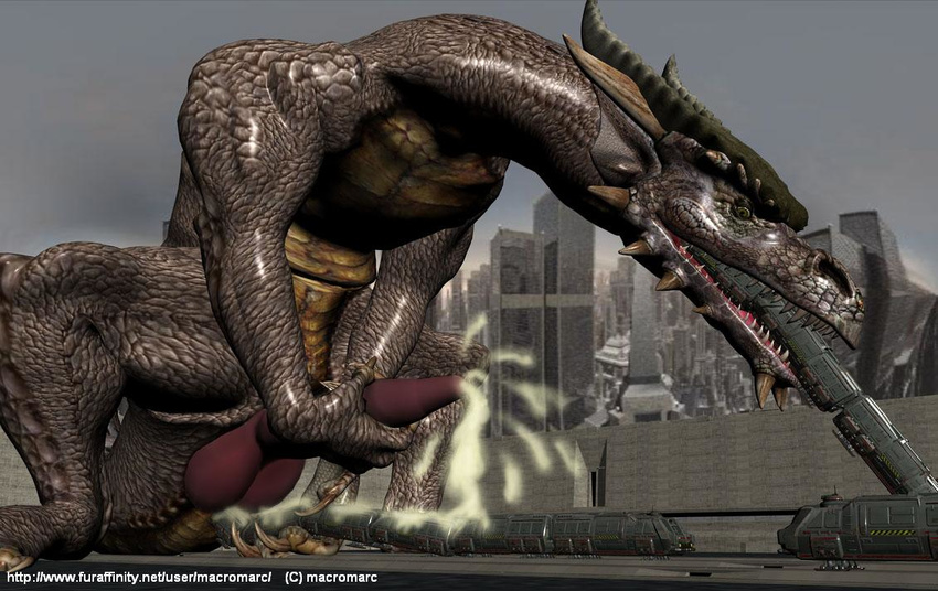 3d all_the_way_through anal anal_insertion anal_penetration balls cum dragon insertion macro macromarc male masturbation mechanophilia millennium_dragon muscles pecs penetration scales scalie solo spikes teeth train