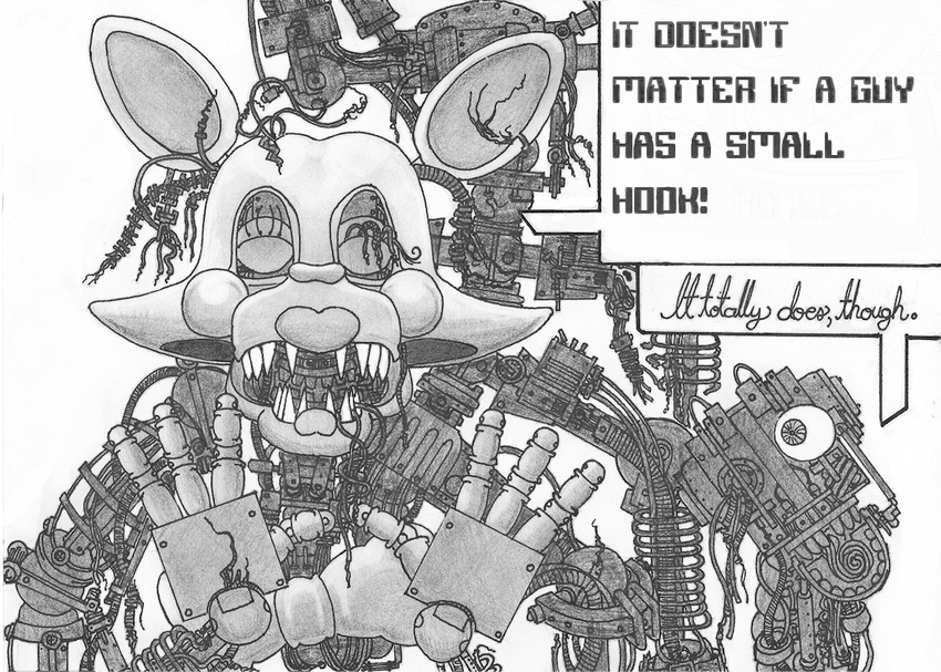 animatronic canine creepy english_text female five_nights_at_freddy's five_nights_at_freddy's_2 fox machine mammal mangle_(fnaf) mechanical multi_head robot sharp_teeth solo teeth text wired