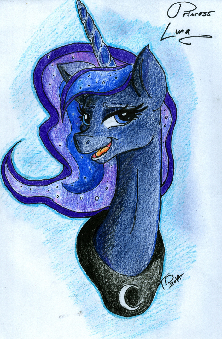 digitaldomain123 equine female friendship_is_magic horn mammal my_little_pony open_mouth princess_luna_(mlp) solo traditional_media_(artwork) unicorn