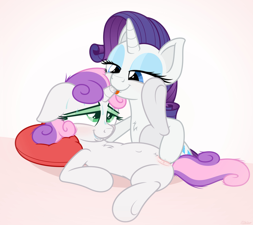 2014 absurd_res biting_lip blue_eyes blush cub cutie_mark duo equine female feral friendship_is_magic fur green_eyes hair hi_res hoofjob horn hornjob horse incest lesbian licking makeup mammal masturbation my_little_pony nude oral pony purple_hair pussy rarity_(mlp) sex sibling smile spread_legs spreading sweetie_belle_(mlp) tongue tongue_out two_tone_hair unicorn vaginal white_fur young zutheskunk