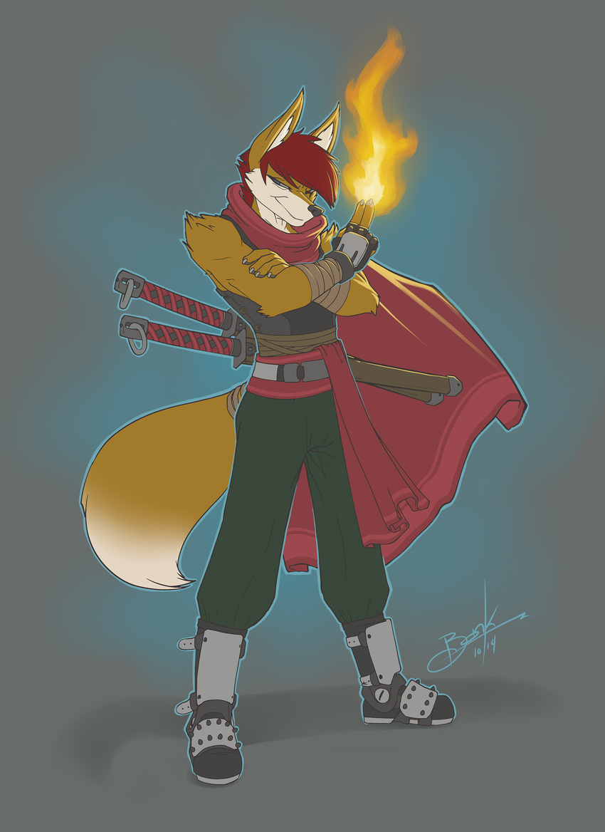 anthro bonk canine fire fox kai kai_the_fox kiyoshi_fox male mammal ninja scarf solo