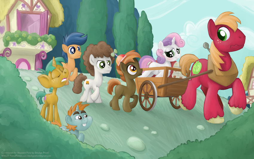 big_macintosh_(mlp) blade_runner_(mlp) blush button_mash_(mlp) cart earth_pony equine female feral first_base_(mlp) flehmen friendship_is_magic group hat horn horse male mammal my_little_pony pony ponyville smelling smudge_proof snails_(mlp) snips_(mlp) sweetie_belle_(mlp) unicorn