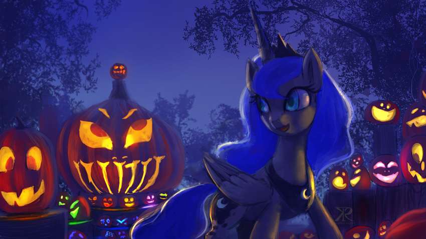 2014 equine female feral friendship_is_magic halloween holidays horn mammal my_little_pony princess_luna_(mlp) raikoh-illust solo winged_unicorn wings