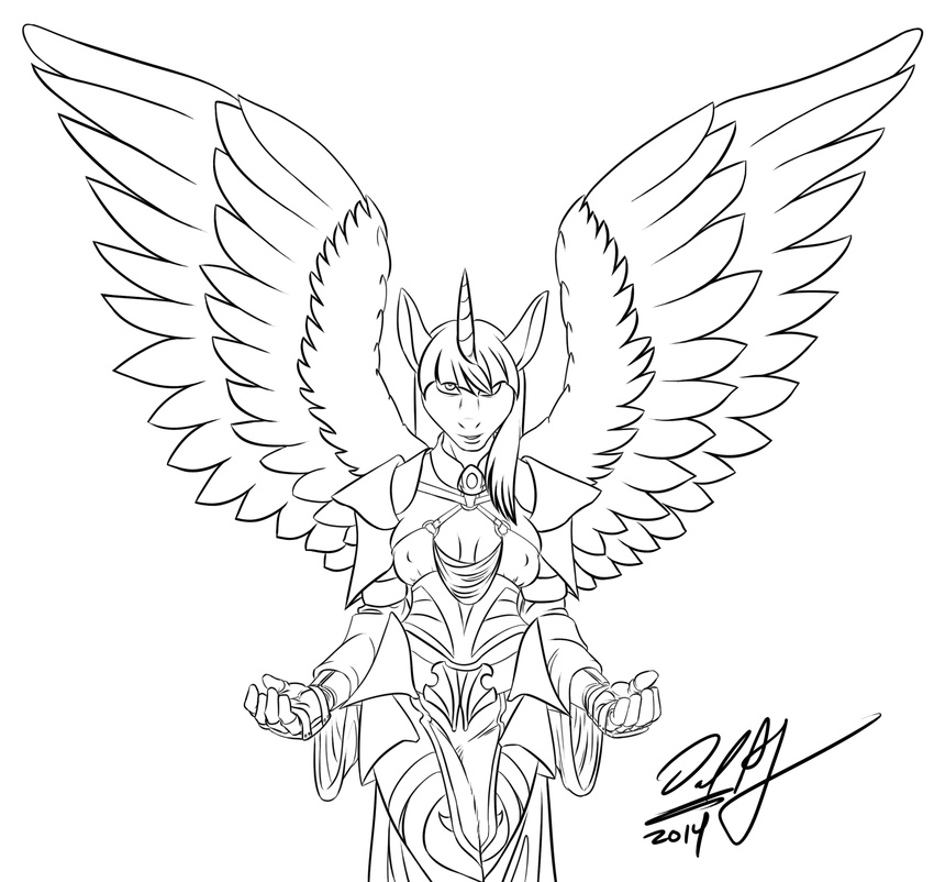 2014 anthro armor big_breasts breasts cleavage clothed clothing cskairi equine feathers female friendship_is_magic hair horn mammal my_little_pony solo twilight_sparkle_(mlp) winged_unicorn wings