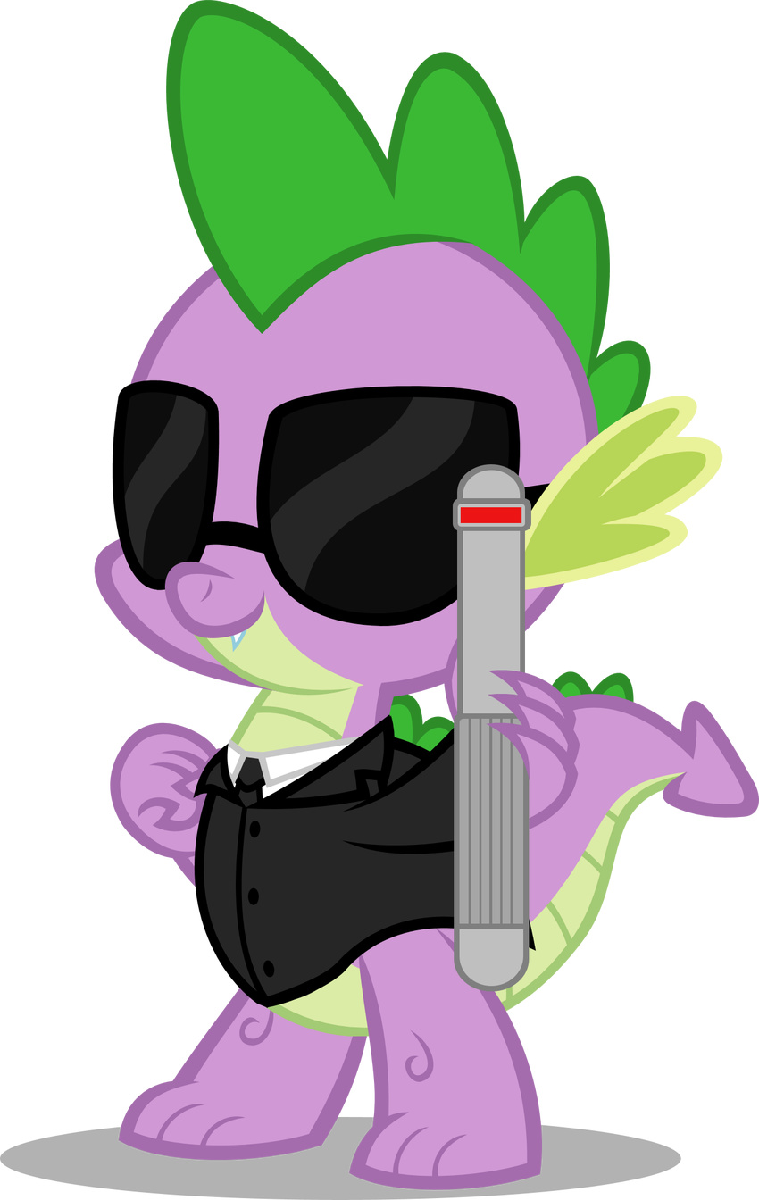 2014 alpha_channel crossover digital_media_(artwork) dragon eyewear friendship_is_magic male men_in_black my_little_pony scalie smile solo spike_(mlp) sunglasses zacatron94