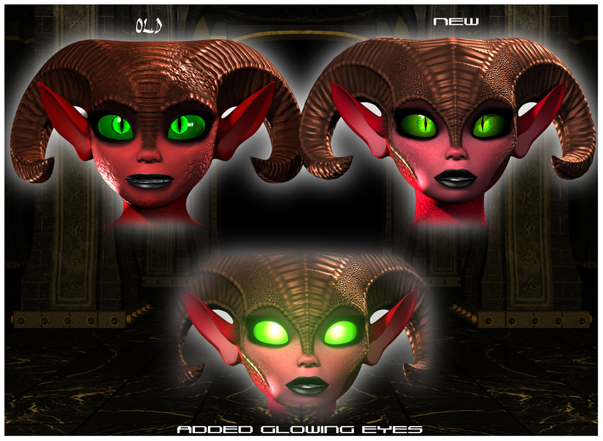 3d ambiguous_gender demon ezria glowing glowing_eyes horn humanoid jessica_anner model not_furry scales scalie sculpture succubus